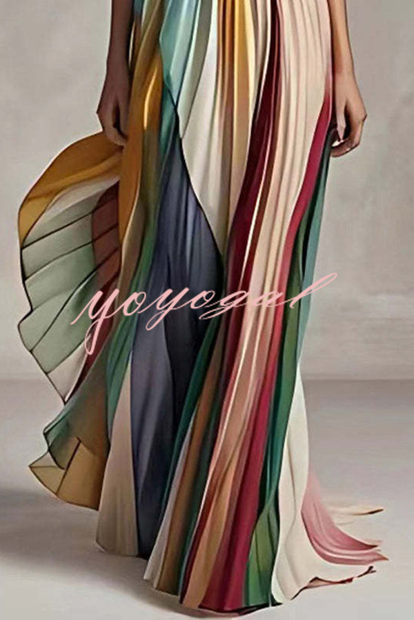 Sexy Off-shoulder Tube Top Waist Color Maxi Dress