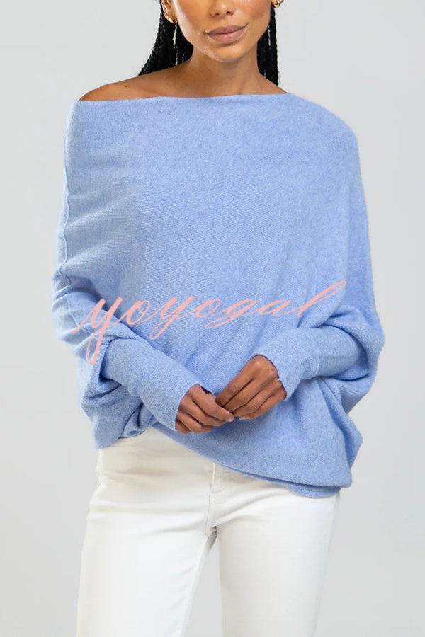 Solid Color Round Neck Long Sleeve Loose Knitted Sweater