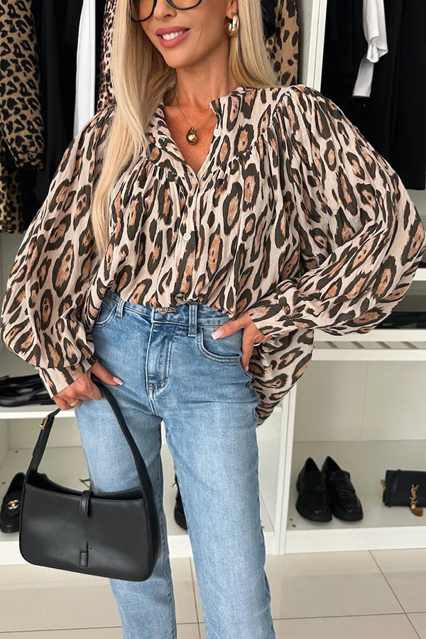 Leopard Print Loose Long Sleeve Casual Shirt