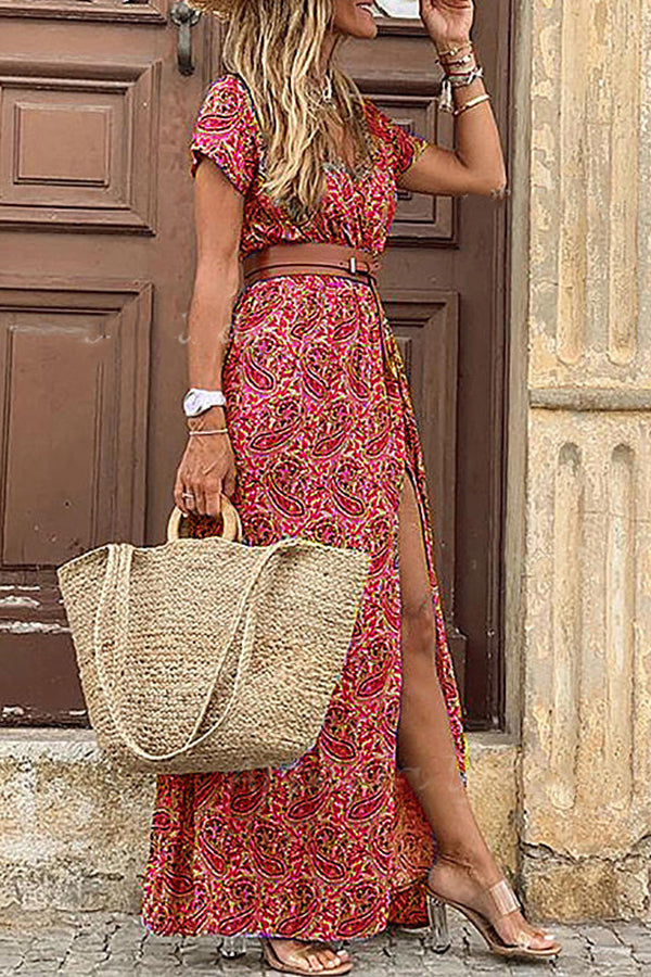 Forgotten Story Paisley Maxi Dressㄗbelt Includedㄘ