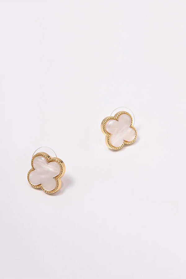 Lucky Clover Gold Stud Earrings