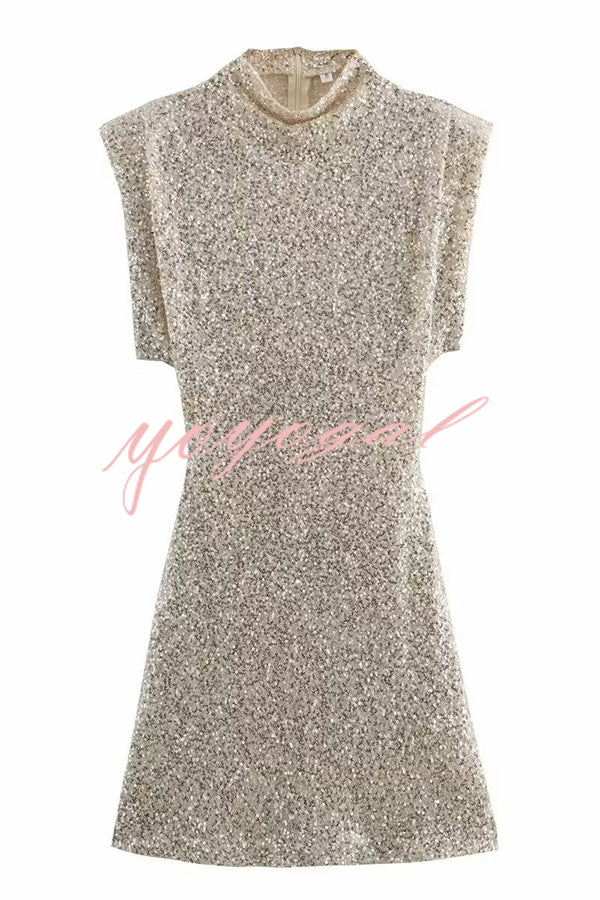 Adorable Sexy Vibes Sequin Wide Sleeve Mini Dress