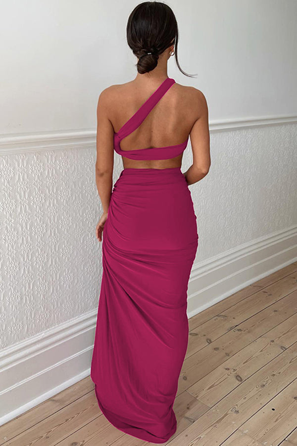 Sexy Backless Bandeau Top and Slim Slit Skirt Set