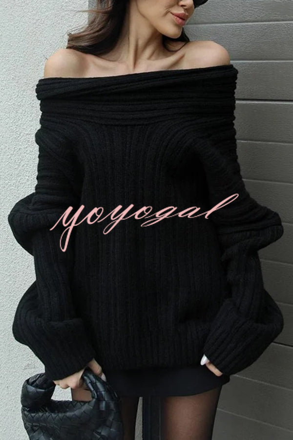 Fashionable Irregular Collar Loose Casual Knitted Sweater