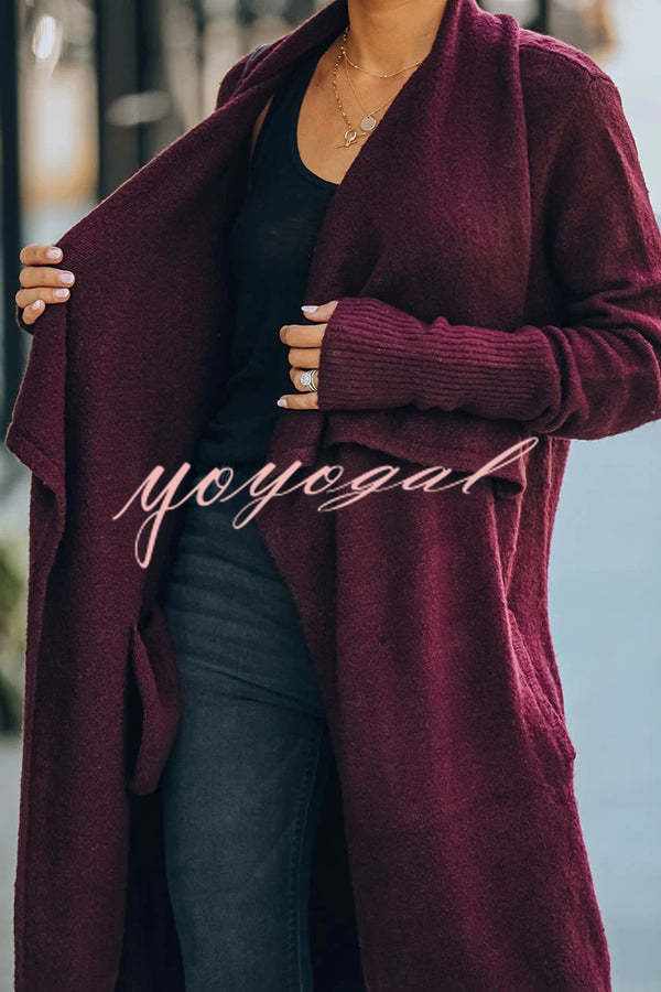 Fireside Pocketed Oversized Drape Neckline Knit Cardigan