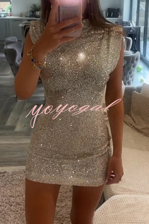 Adorable Sexy Vibes Sequin Wide Sleeve Mini Dress