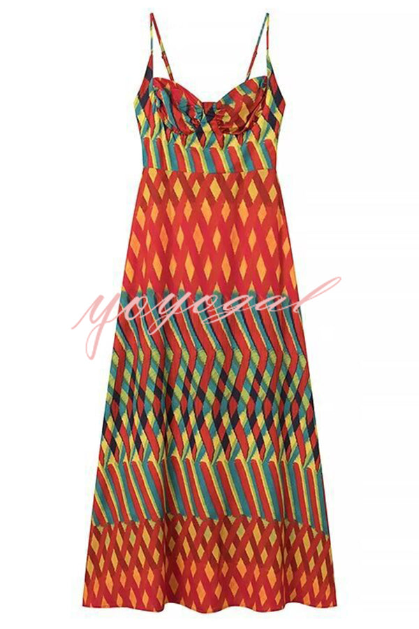 Jamila Unique Printed Sexy Backless High Rise Suspender Maxi Dress