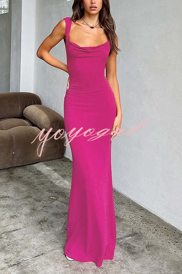 Sexy Backless Stitching Bow Slim Maxi Dress